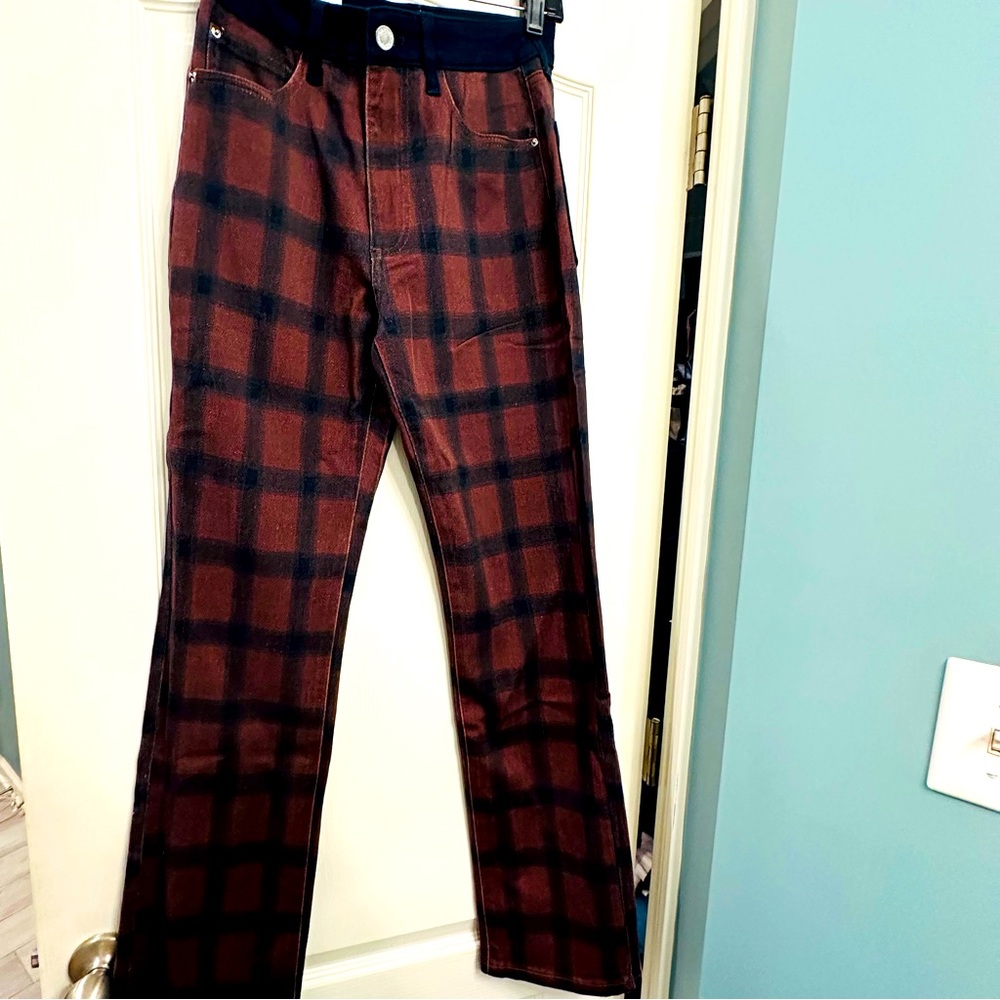 Plaid High-Waisted Women's Pants - Picture 6 of 9